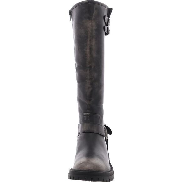 Mia Womens MH240803 Black Zipper Faux Leather Motorcycle Boots New - Picture 3 of 3